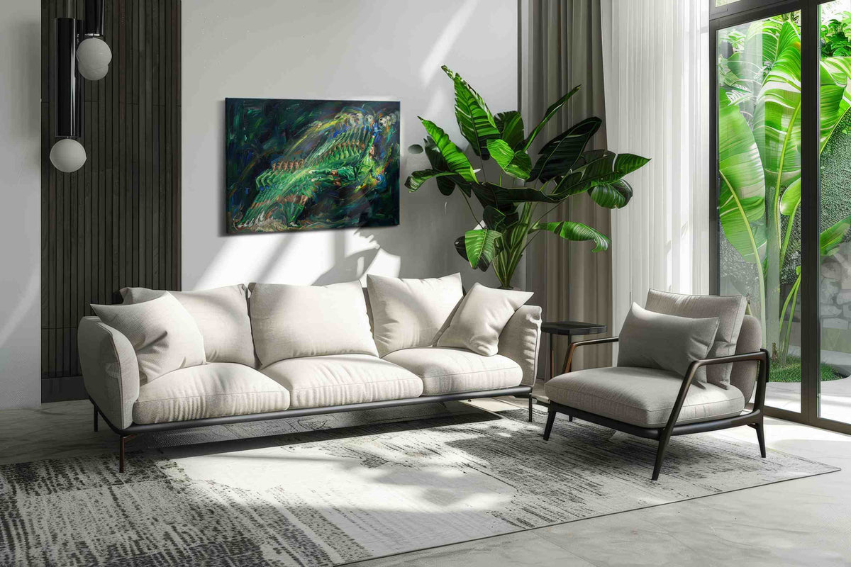 Dynamic Dive into Victory sports canvas print, on wall, lifestyle preview