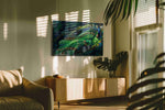 Dynamic Dive into Victory sports canvas print in a hung canvas mockup