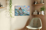 Euphoric Ocean Glide sports canvas print in a living room scene