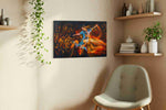 Flames of the Pitch sports canvas print in a living room scene