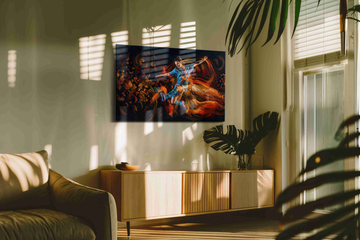 Flames of the Pitch sports canvas print, on wall, lifestyle preview