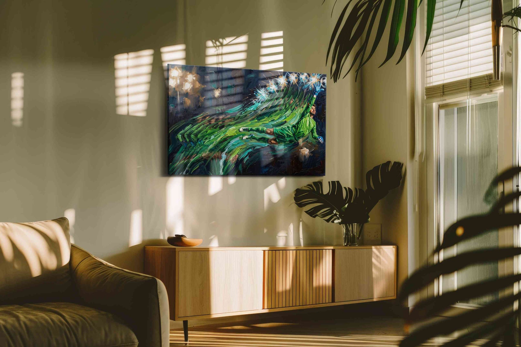 The Keeper's Leap sports canvas print in a contemporary interior mockup