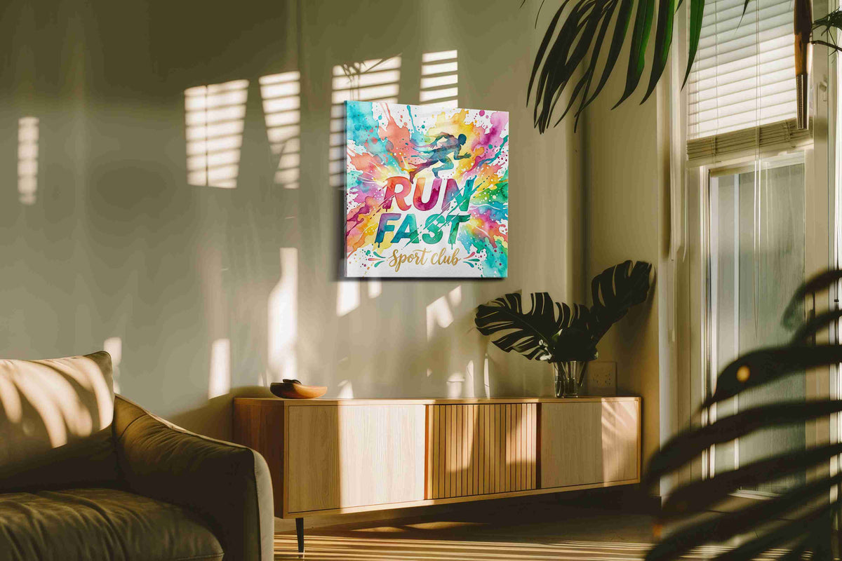 Vibrant Sprint Burst motivational canvas print, on wall, lifestyle preview