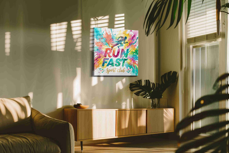 Vibrant Sprint Burst motivational canvas print, on wall, lifestyle preview