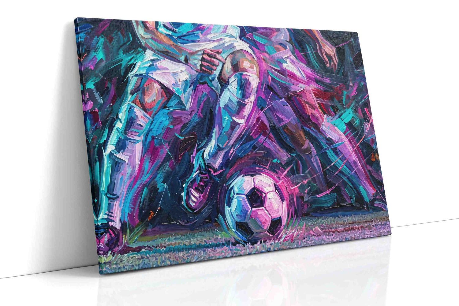 Vibrant Striker Symphony - Sports Wall Art, Athletic Canvas Print, Man Cave Decor
