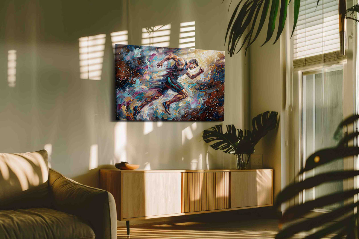 Vibrant Victory sports canvas print, on wall, lifestyle preview