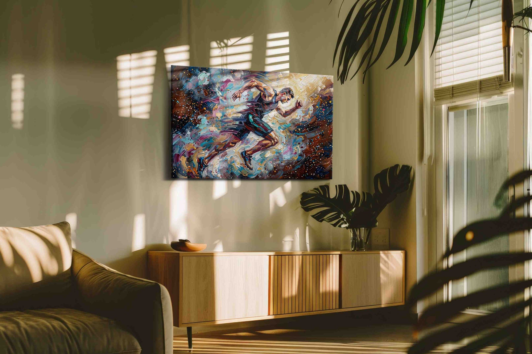 Vibrant Victory sports canvas print, on wall, lifestyle preview