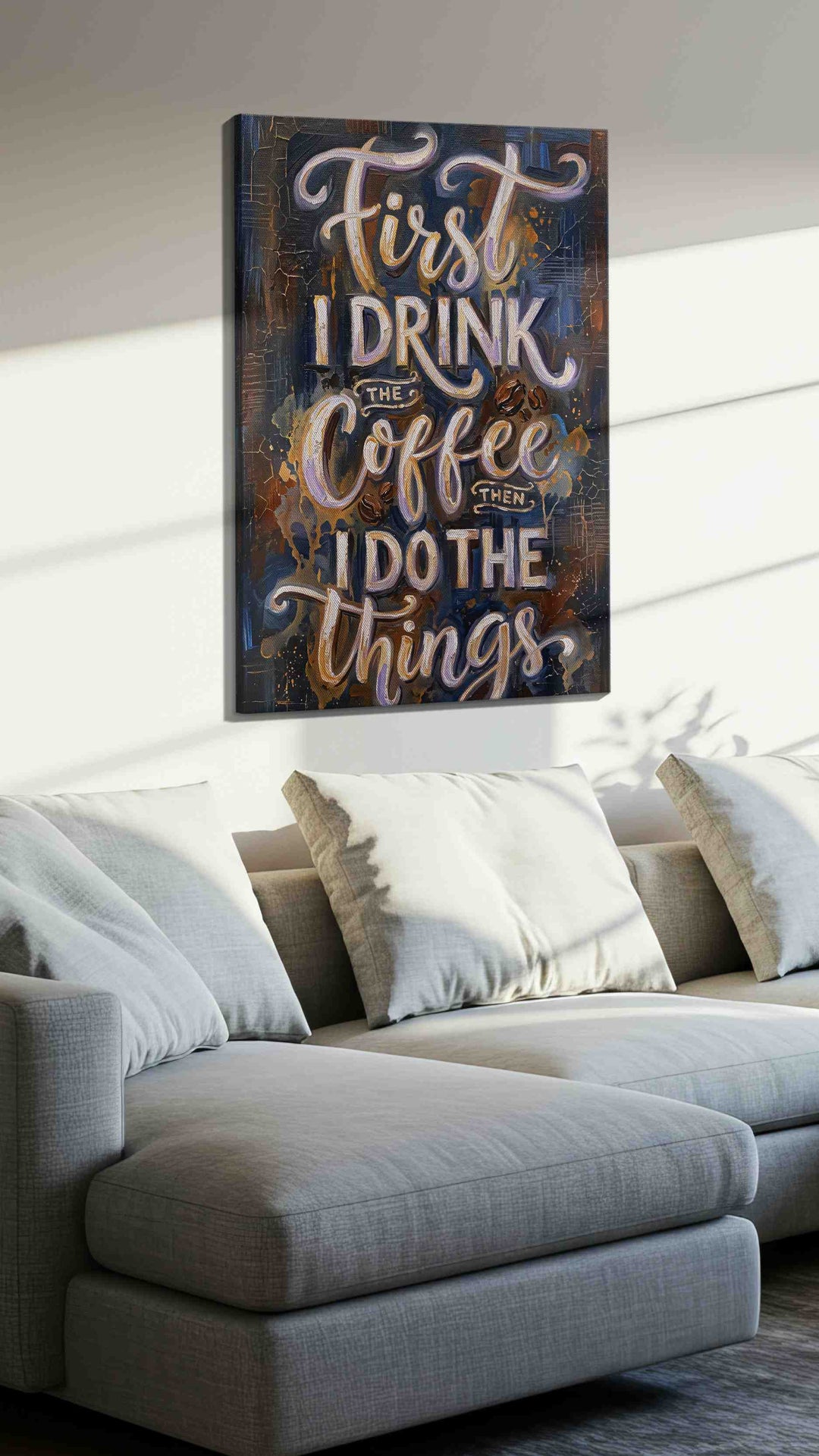 Caffeinated Momentum - Typography Wall Art, Word Art Canvas Print, Quote Decor