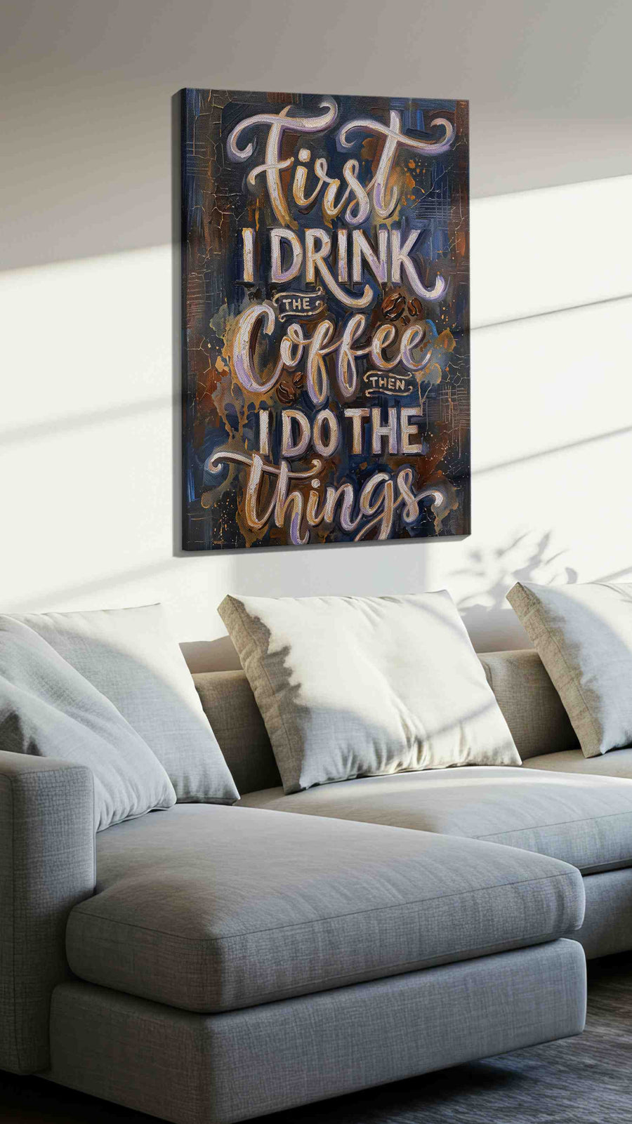 Caffeinated Momentum - Typography Wall Art, Word Art Canvas Print, Quote Decor