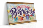 Celebration Whirlwind typography canvas print, gallery-wrapped, ready to hang