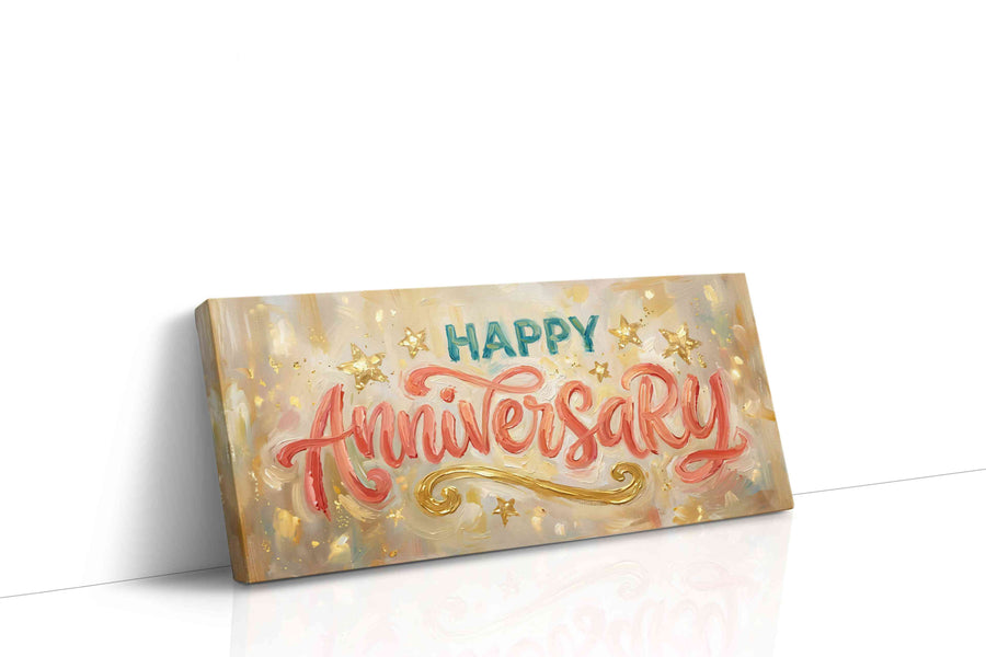 Celebratory Whirlwind typography canvas print gallery-wrapped landscape canvas studio shot
