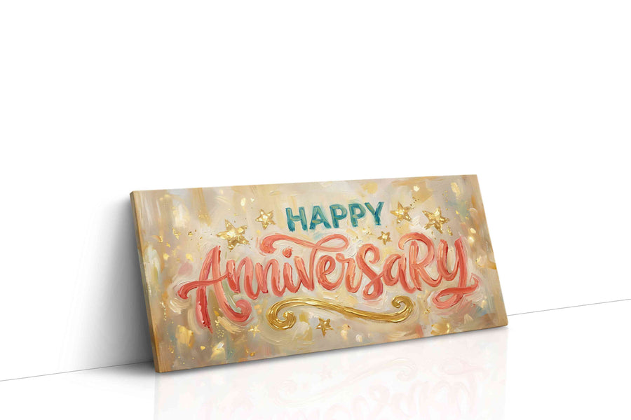 Celebratory Whirlwind typography canvas print, gallery-wrapped, ready to hang
