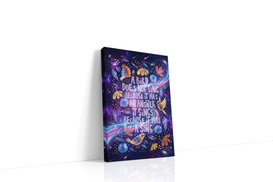 Celestial Melody of the Cosmos motivational canvas print gallery-wrapped portrait canvas studio shot