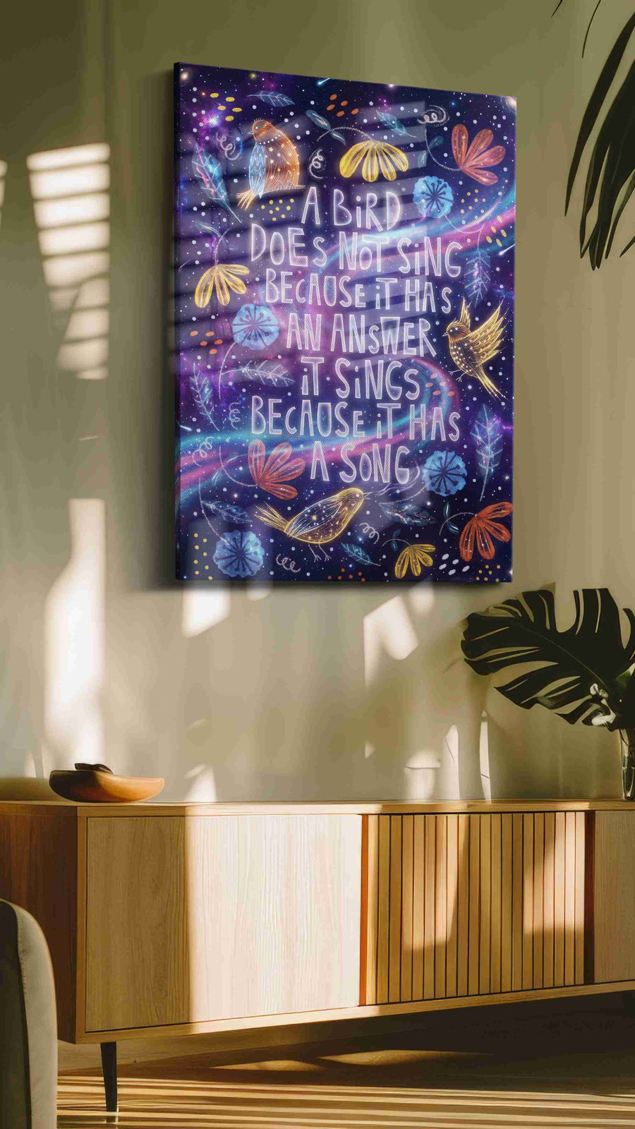 Celestial Melody of the Cosmos motivational canvas print in a hung canvas mockup