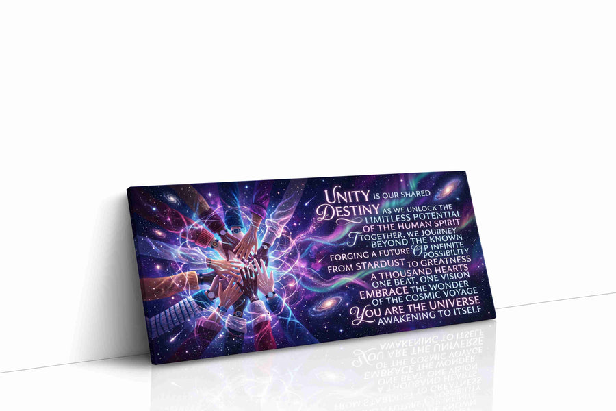 Cosmic Unity motivational canvas print, gallery-wrapped, ready to hang