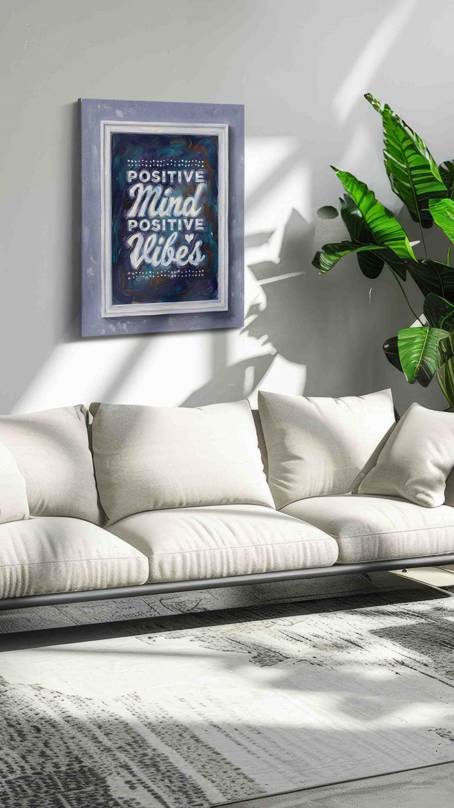 Echoes of Positivity typography canvas print in a modern interior mockup
