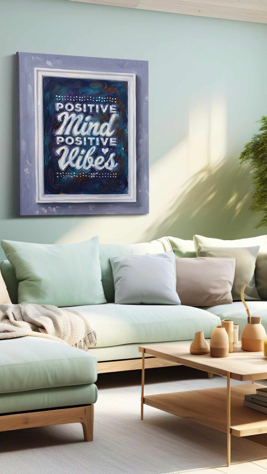 Echoes of Positivity - Typography Wall Art, Word Art Canvas Print, Quote Decor