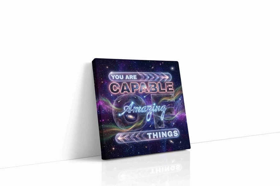 Galactic Affirmations motivational canvas print, gallery-wrapped, ready to hang
