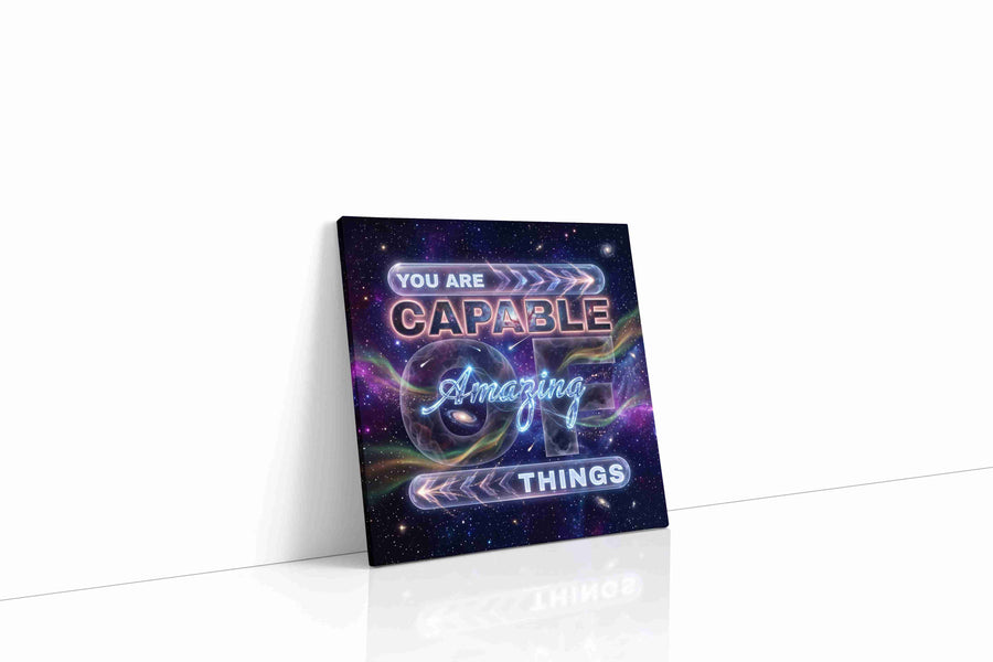Galactic Affirmations motivational canvas print gallery-wrapped square canvas studio shot