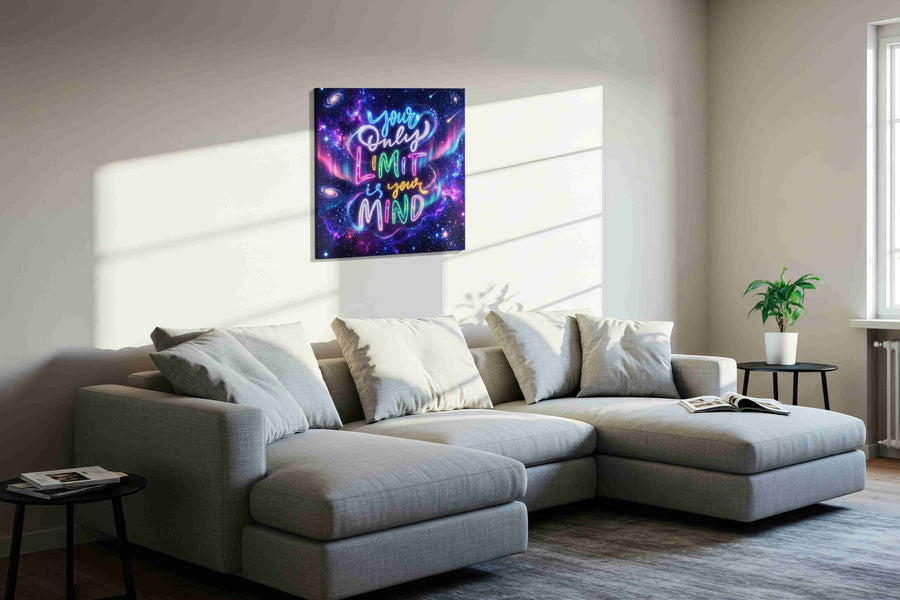 Galactic Inspirations motivational canvas print in a living room scene
