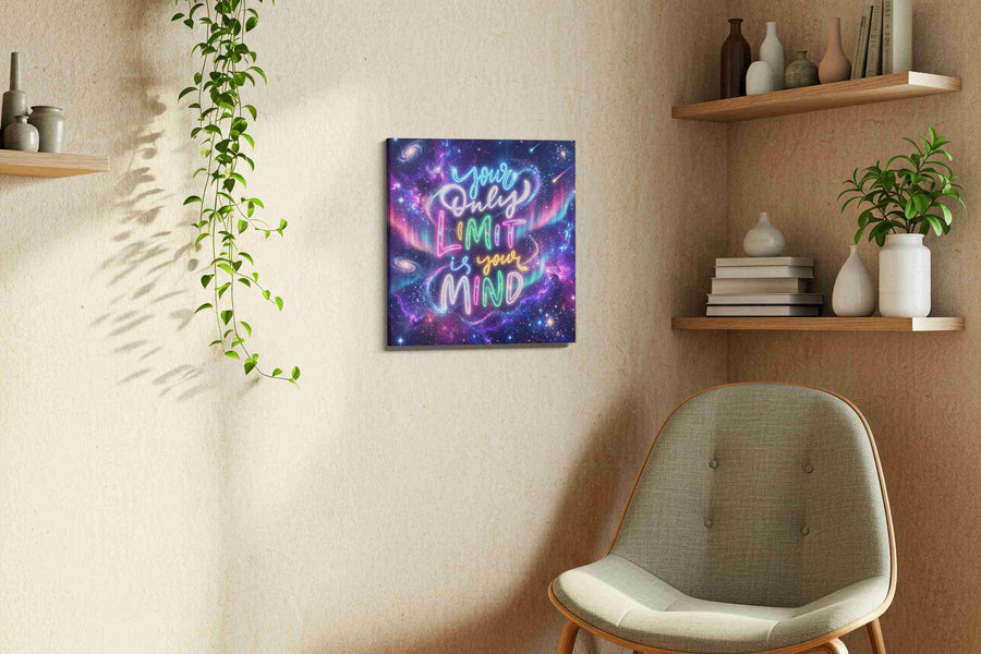 Galactic Inspirations motivational canvas print, displayed in a living room
