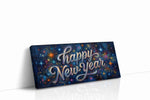 Galactic New Year Celebration typography canvas print, gallery-wrapped, ready to hang
