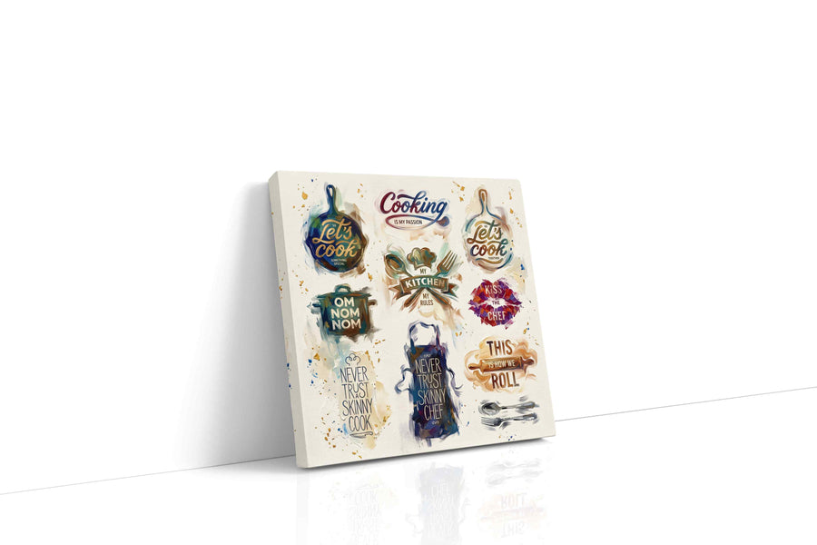 Gourmet Expressions typography canvas print, gallery-wrapped, ready to hang