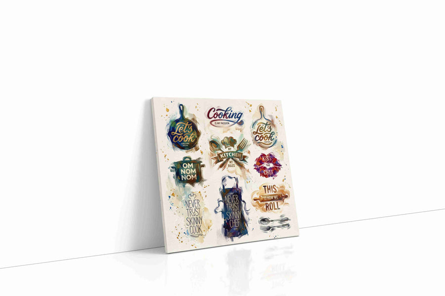Gourmet Expressions typography canvas print gallery-wrapped square canvas studio shot