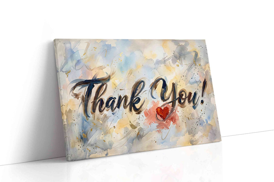 Grateful Heart Symphony typography canvas print, gallery-wrapped, ready to hang