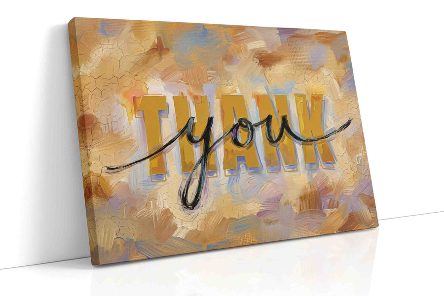 Gratitude in Brush Strokes typography canvas print, gallery-wrapped, ready to hang