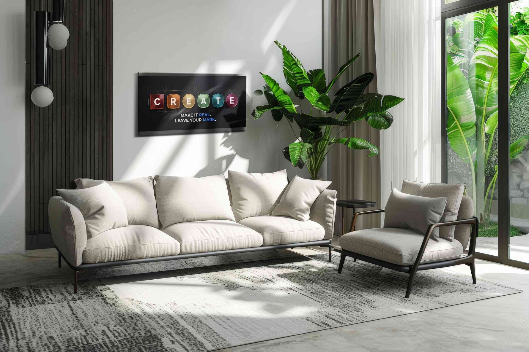Innovative Expression motivational canvas print in a modern interior mockup