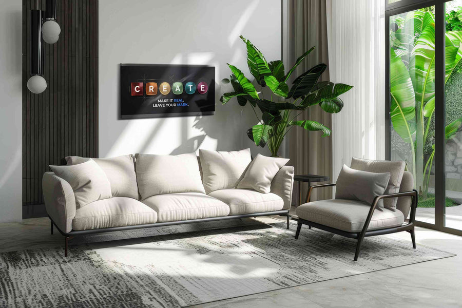 Innovative Expression motivational canvas print in a modern interior mockup