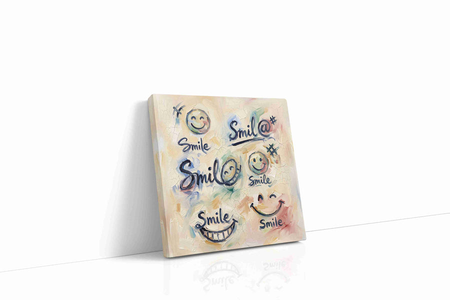 Joyful Expressions Unveiled typography canvas print gallery-wrapped square canvas studio shot