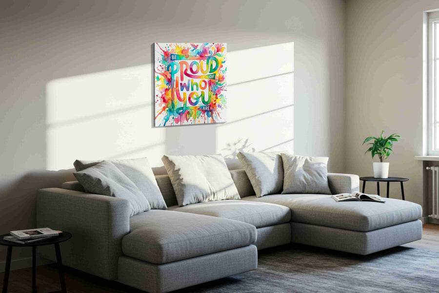 Radiant Self Affirmation motivational canvas print, displayed in a living room