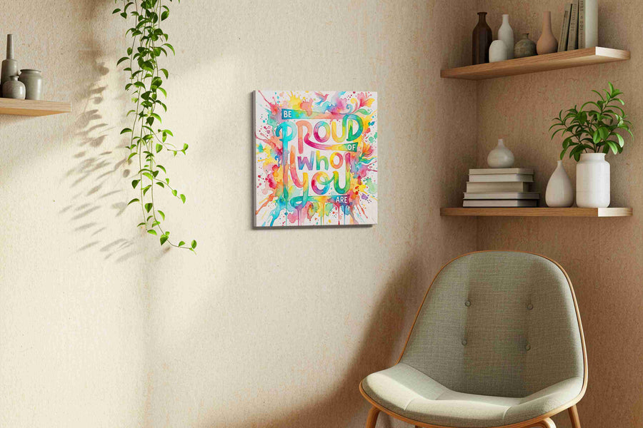Radiant Self Affirmation motivational canvas print styled in a living room