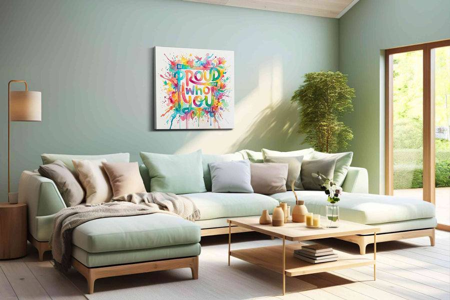 Radiant Self Affirmation motivational canvas print, hanging on wall