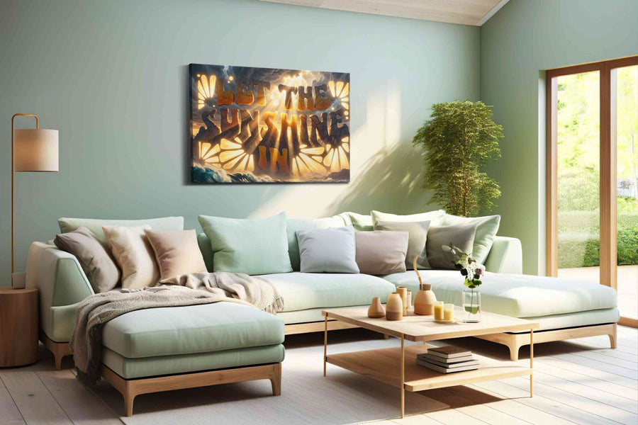 Radiant Storm Serenity motivational canvas print, hanging on wall