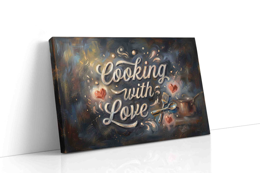 Soulful Culinary Whispers typography canvas print gallery-wrapped landscape canvas studio shot