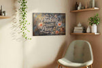 Soulful Culinary Whispers typography canvas print styled in a living room