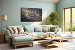 Soulful Culinary Whispers typography canvas print, hanging on wall