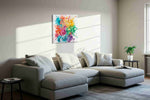 Splash of Positivity motivational canvas print, displayed in a living room