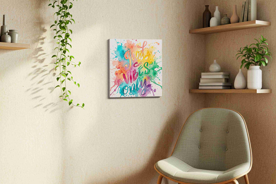 Splash of Positivity motivational canvas print in a living room scene