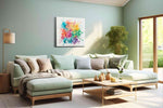 Splash of Positivity motivational canvas print, hanging on wall