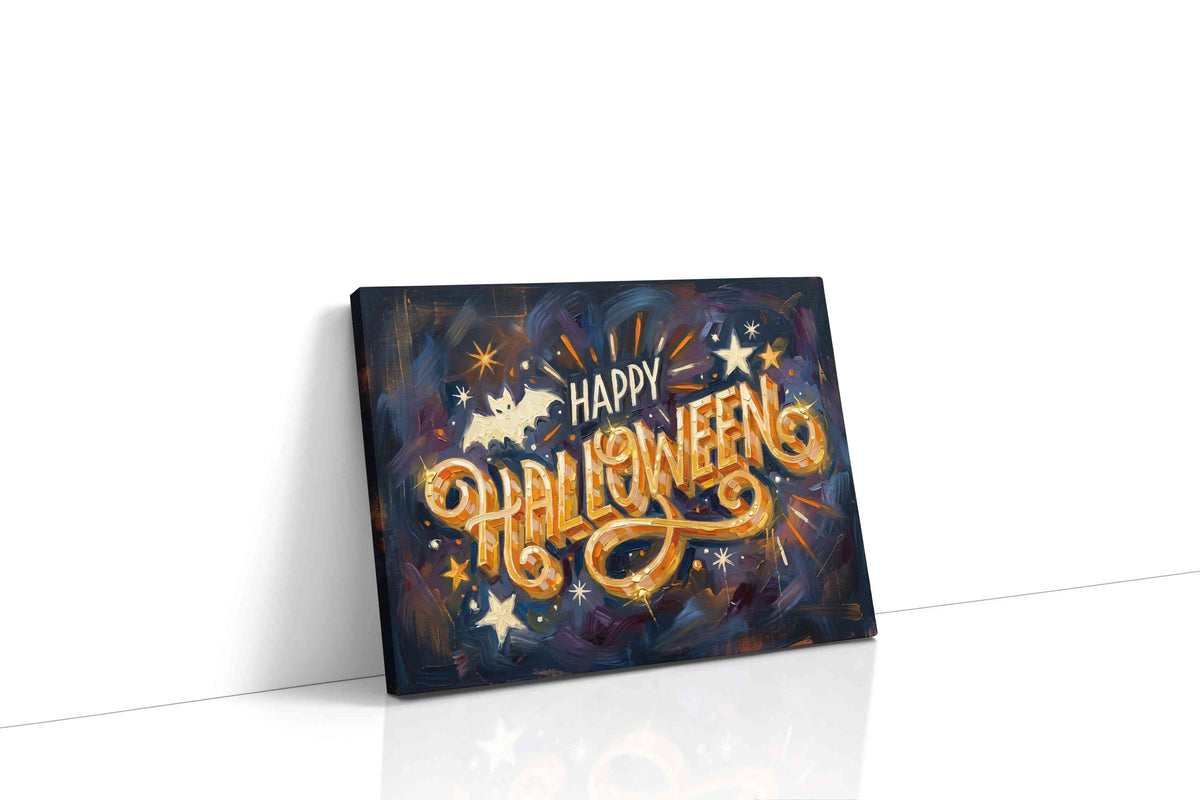 Spooky Festive Whimsy typography canvas print, gallery-wrapped, ready to hang