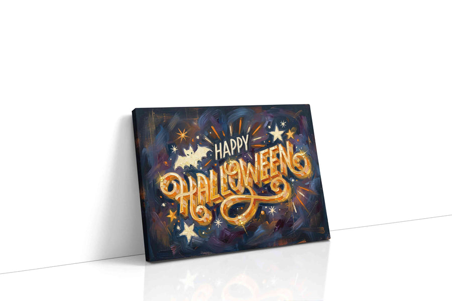 Spooky Festive Whimsy typography canvas print, gallery-wrapped, ready to hang