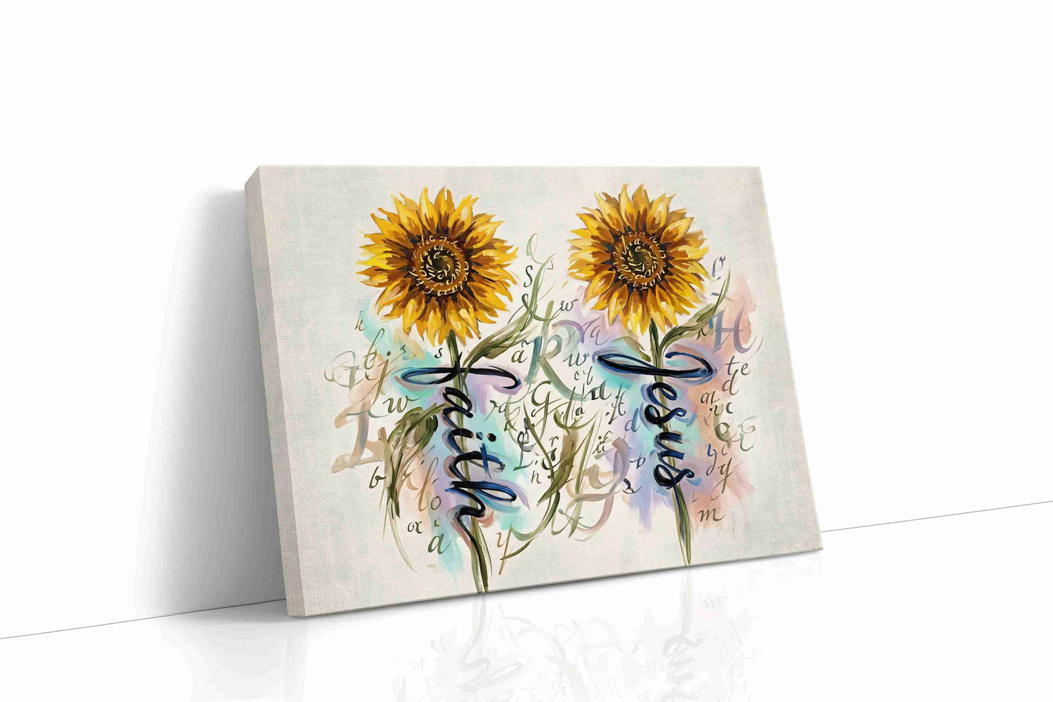 Sunlit Serenity Script floral canvas print, gallery-wrapped, ready to hang