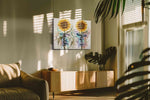 Sunlit Serenity Script floral canvas print, on wall, lifestyle preview