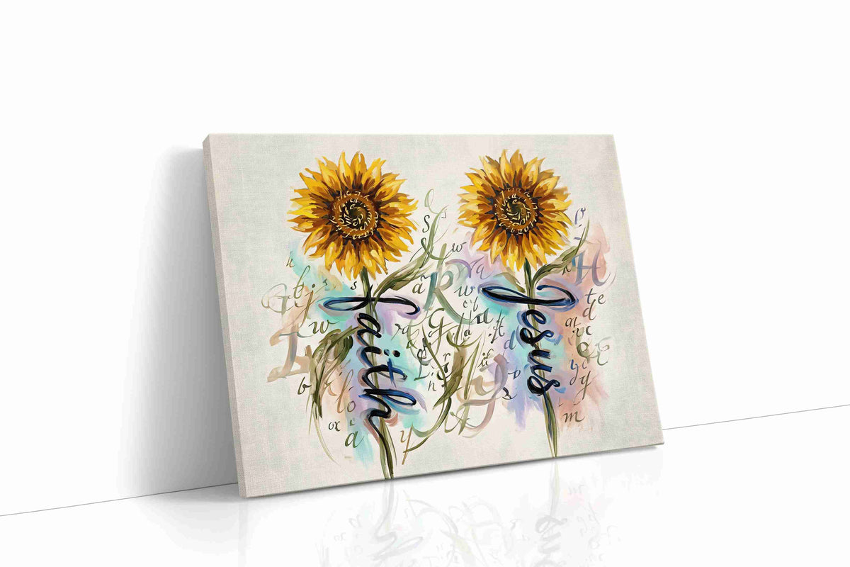 Sunlit Serenity Script floral canvas print gallery-wrapped landscape canvas studio shot