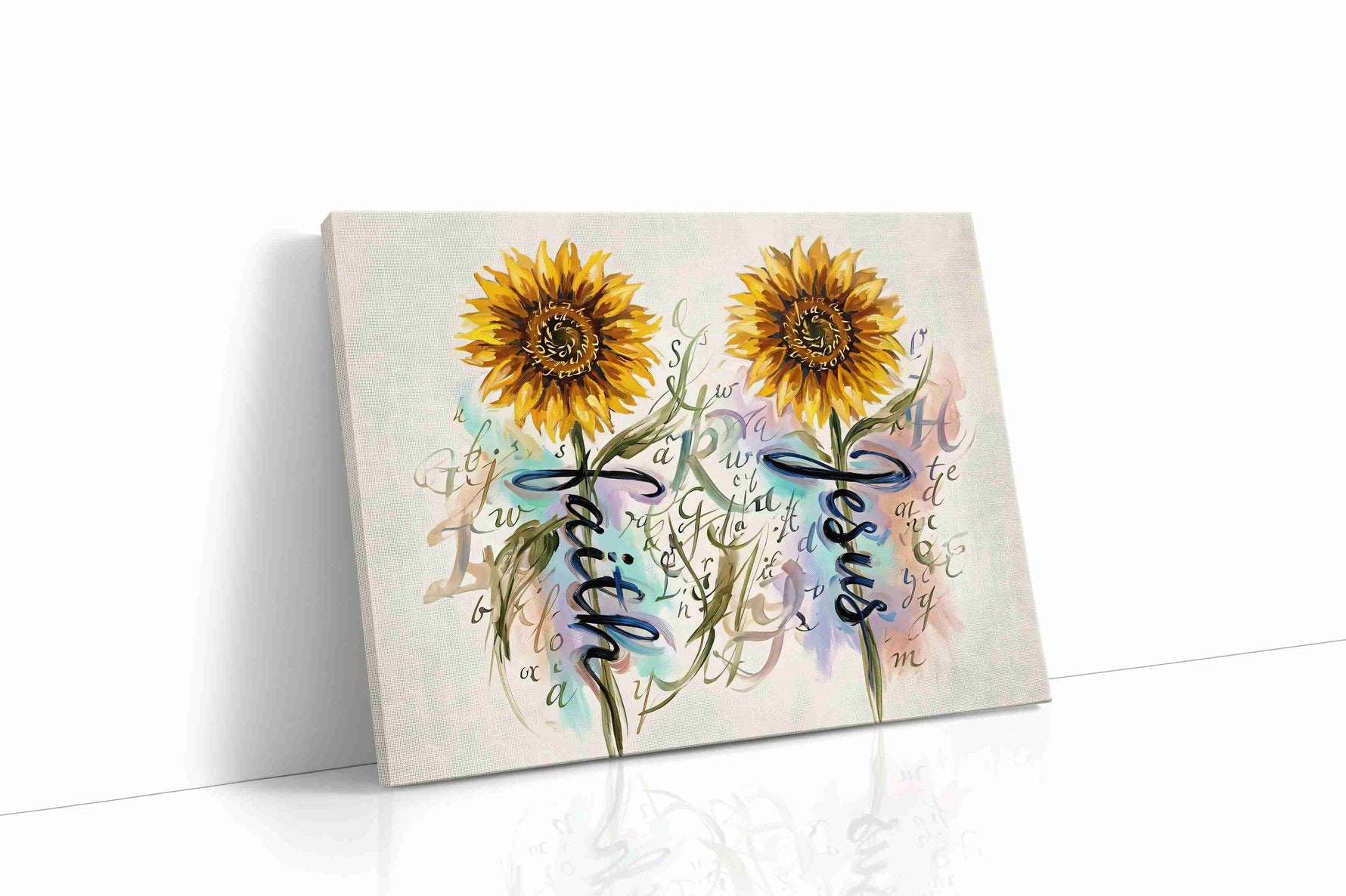 Sunlit Serenity Script floral canvas print gallery-wrapped landscape canvas studio shot