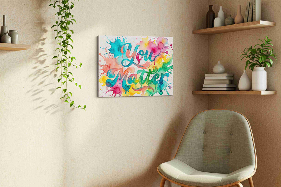 Vibrant Affirmations motivational canvas print, displayed in a living room